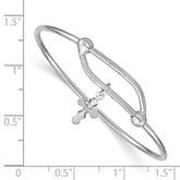 Sophia Jewelers Sterling Silver Baby Bangle with D/C CroSterling Silver Charm
